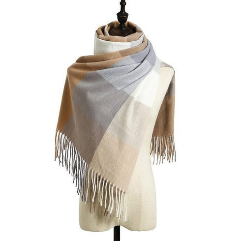 Plaid shawl elegant socialite style
